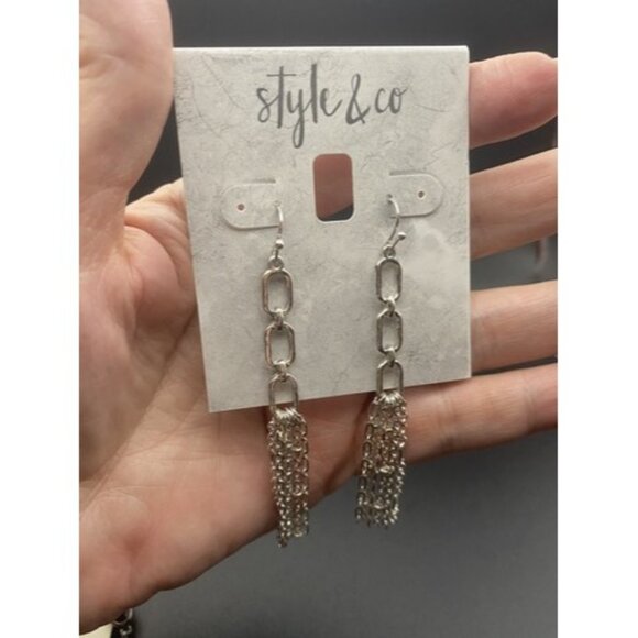 Lot of 3 Earrings NWT Silver Tone Trifari Design Connection Style & Co Pierced - Picture 2 of 9